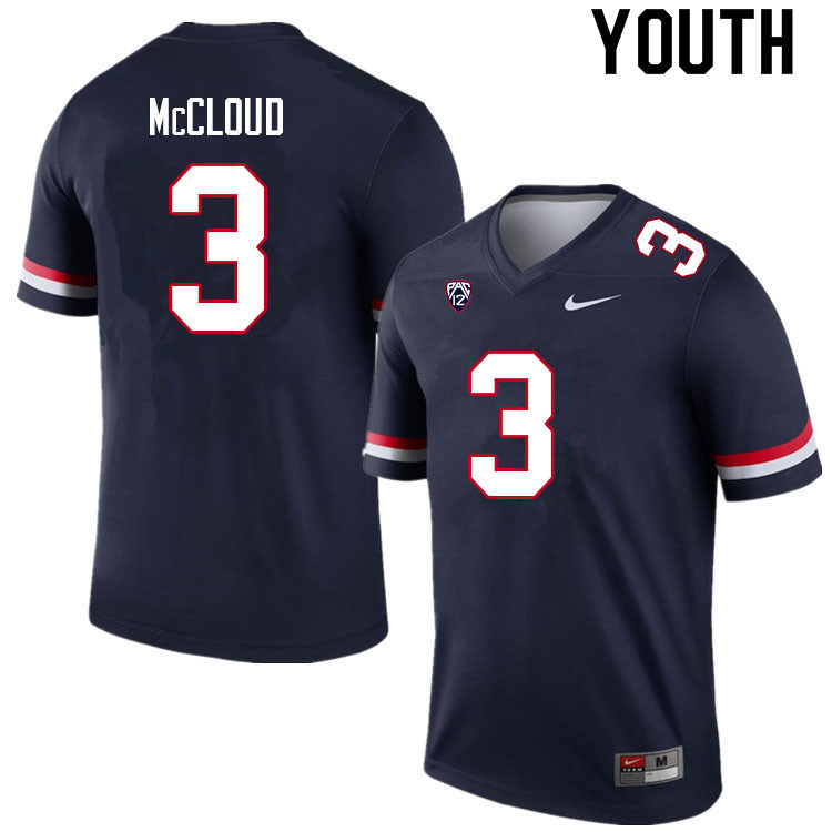 Youth #3 Jordan McCloud Arizona Wildcats College Football Jerseys Sale-Navy - Click Image to Close